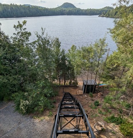View looking down the finished track line.