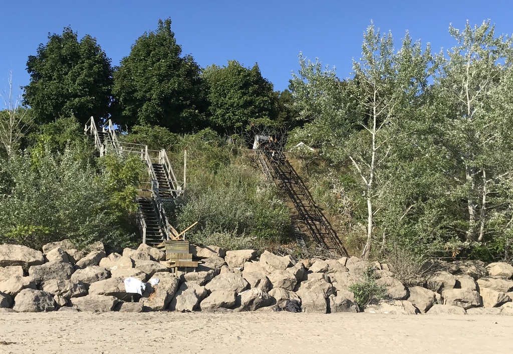 From the water, the track is far less visible than a staircase, and as the vegetation grows back under and around the lift, it will become less visible over time.