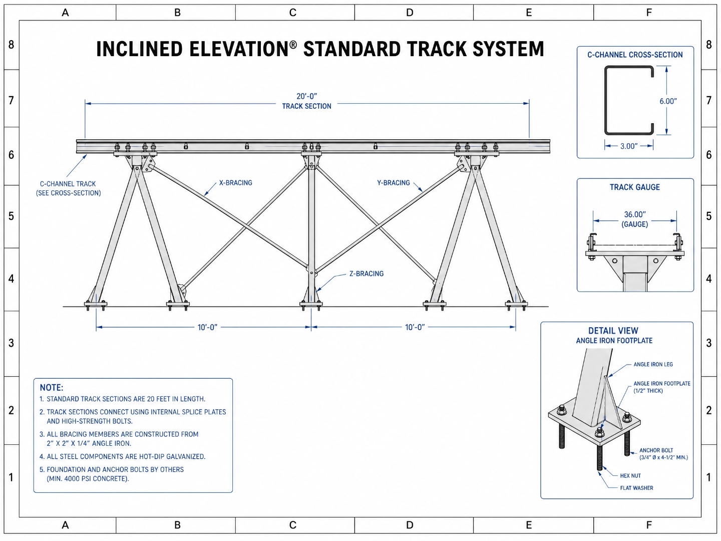 Standard track system technical drawing